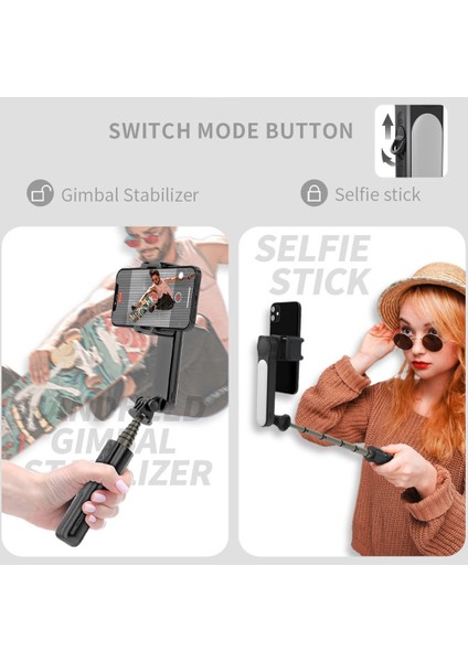 Siyah Kablosuz Bluetooth Selfie Sopa Tripod El Gimbal Sabitleyici Dolgu Işığı ile Cep Telefonu Gimbal Sabitleyici (Yurt Dışından) fırsatları