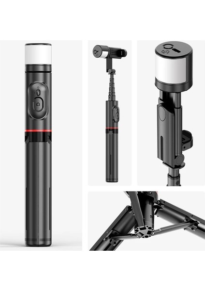 Q12 Beyaz Xaiomi Tripod Telefon Selfie Çubuğu Tripod Dolgu Işığı Katlanır Alüminyum Alaşım Mini Telefon Tutucu Kablosuz Bluetooth Selfie Sopa (Yurt Dışından) fırsatları