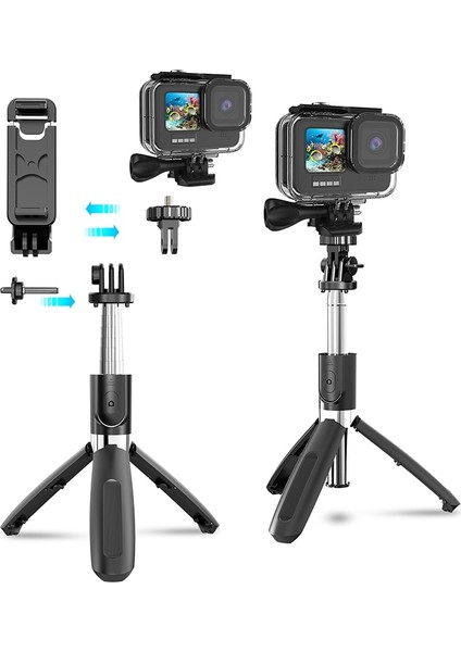 Beyaz 5 In1 Teleskopik Tripod Cep Telefonu Kamera Için Kablosuz Bluetooth Selfie Sopa Gopro iPhone Için Uzaktan Kumanda Monopod (Yurt Dışından) fiyatları