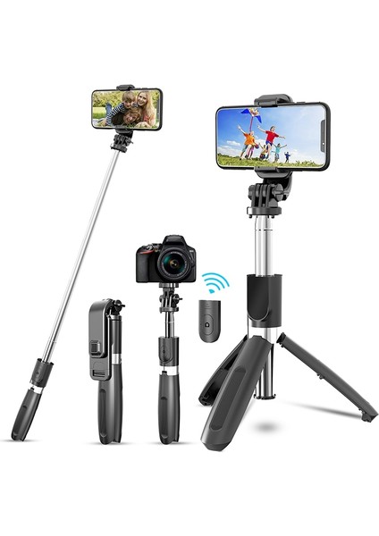 Beyaz 5 In1 Teleskopik Tripod Cep Telefonu Kamera Için Kablosuz Bluetooth Selfie Sopa Gopro iPhone Için Uzaktan Kumanda Monopod (Yurt Dışından) modelleri