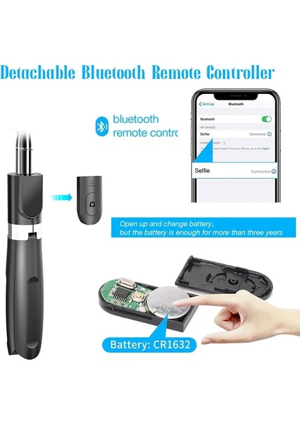 Beyaz 5 In1 Teleskopik Tripod Cep Telefonu Kamera Için Kablosuz Bluetooth Selfie Sopa Gopro iPhone Için Uzaktan Kumanda Monopod (Yurt Dışından) indirimleri