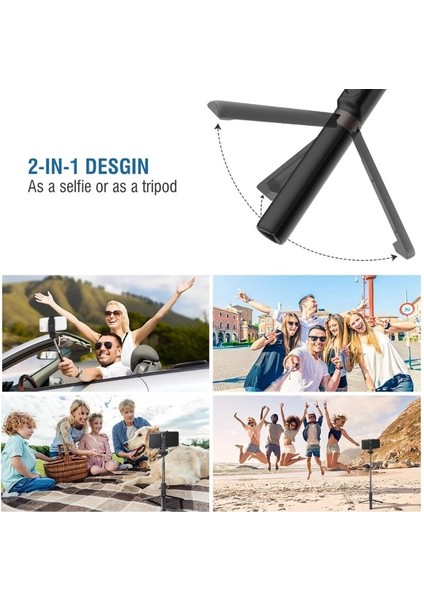 Siyah 3 In 1 Kablosuz Bluetooth Selfie Sopa Deklanşörlü Uzaktan Tripod Telefon Monopod iPhone 13 Akıllı Telefon Android Ios Tutucu (Yurt Dışından) modelleri