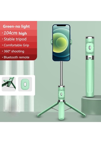Yeşil Klasik Bluetooth El Akıllı Telefon Sabitleyici Cep Telefonu Selfie Sopa ile Dolgu Işığı Tutucu Tripod iPhone Huawei Xiaomi (Yurt Dışından)