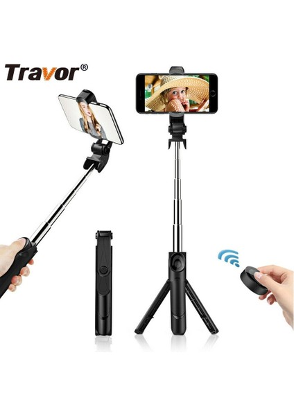 Pembe Travor Bluetooth Selfie Çubuğu Uzaktan Uzatılabilir 360° Döndürme Zamanlayıcı Teleskopik Monopod Tripod Akıllı Telefon Için Telefon Standı (Yurt Dışından) fiyatları