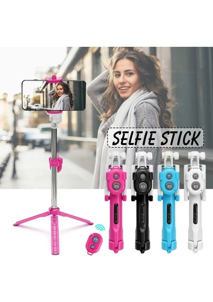 Siyah Uzaktan Kumanda Katlanabilir Unipod Selfie Çubuğu Akıllı Telefonlar Için Bluetooth Deklanşörlü Taşınabilir El Tripod'u (Yurt Dışından) fırsatları