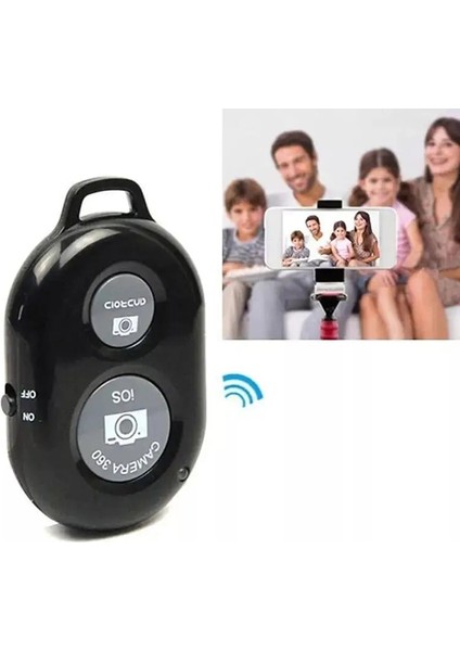 Siyah Bluetooth Uzaktan Zamanlayıcı Kablosuz Denetleyici Kamera Sopa Deklanşör Telefon Selfie Ios Android Için Kablosuz Deklanşör (Yurt Dışından)