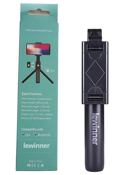 Siyah Lewinner K07 3 In 1 Kablosuz Bluetooth Selfie Çubuğu Mini Tripod Uzatılabilir Monopod Evrensel iPhone Samsung/huawei Için (Yurt Dışından)