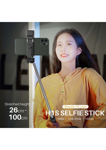 H1S Yeşil Bluetooth Selfie Sopa Cep Telefonu Tutucu Geri Çekilebilir Taşınabilir Çok Fonksiyonlu Mini Tripod Kablosuz Uzaktan Deklanşör (Yurt Dışından) modelleri