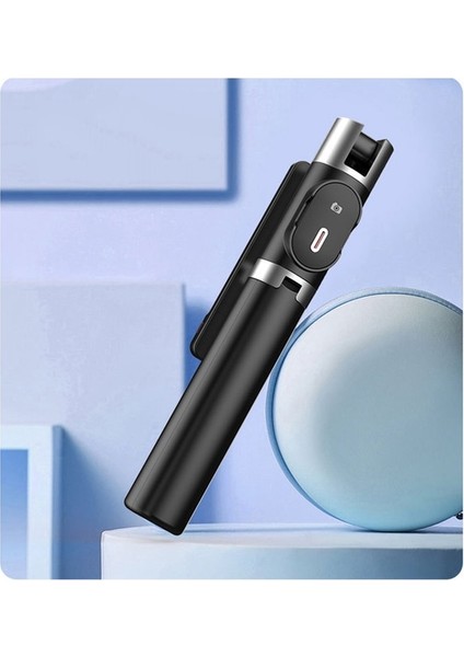 Siyah Mamen Bluetooth Selfie Sopa Tripod Monopod Güzelleştirici Dolgu Işığı ile 10 M Uzaktan Kumanda Huaweı Xiaomi Telefonları Evrensel (Yurt Dışından)