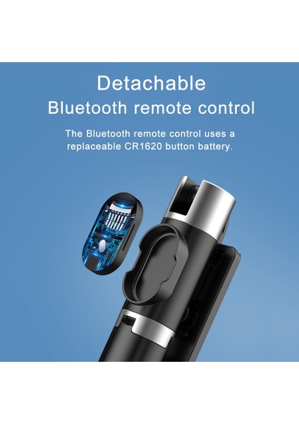 Siyah Mamen Bluetooth Selfie Sopa Tripod Monopod Güzelleştirici Dolgu Işığı ile 10 M Uzaktan Kumanda Huaweı Xiaomi Telefonları Evrensel (Yurt Dışından) modelleri
