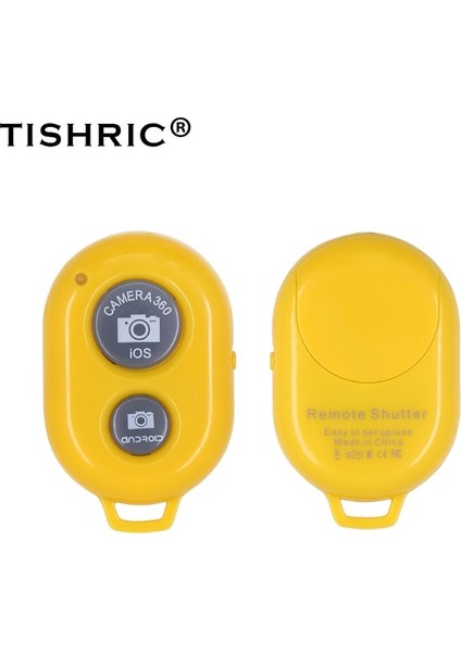 Sarı Tıshrıc Kablosuz Bluetooth Zamanlayıcı Desteği Apple ve Android Telefon Uzaktan Kumanda Düğmesi Kamera Deklanşör Selfie Denetleyicisi (Yurt Dışından)