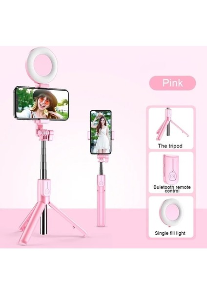 Bir Halka Işık Tongdaytech Bluetooth Kablosuz Selfie Sopa Taşınabilir Halka Dolgu Işığı Katlanır Stand Iphone Xiaomi Makyaj Video Canlı Stüdyo (Yurt Dışından)