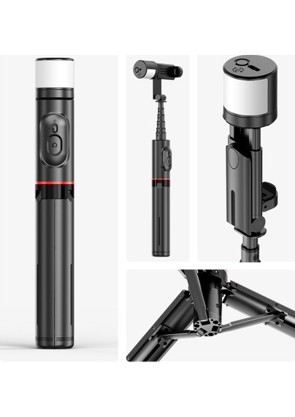 Q12S-DOLGU Işığı ile Selfie Çubuğu Tripod Işık Tripod ile Uzaktan Kablosuz Katlanabilir Taşınabilir Telefon Standı Tutucu Akıllı Telefon Için Mini Telefon Tripod (Yurt Dışından)