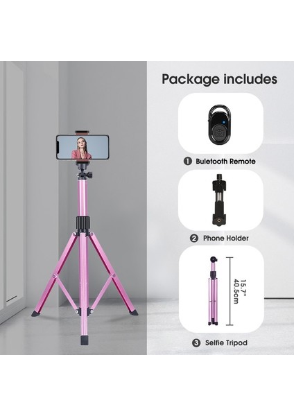 Pembe Selfie Sopa Telefon Tripod iPhone Samsung Web Kamerası Gopro Evrensel Telefon Tutucu Bluetooth ile Hafif Kamera Tripod Standı (Yurt Dışından)