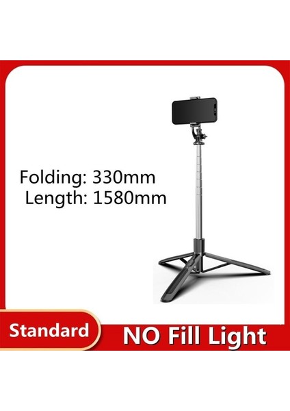 Dolum Işığı Yok 4'ü 1 Arada Kablosuz Bluetooth Selfie Çubuğu 1580MM Çift Doldurma Işığı ile Gopro Aksiyon Kameraları Için Katlanabilir Tripod Monopod Akıllı Telefon (Yurt Dışından)
