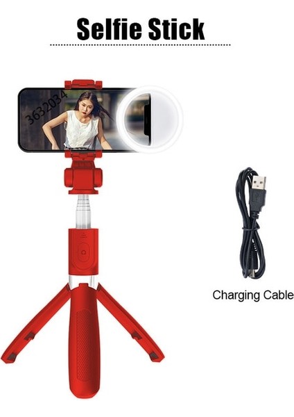 Kırmızı Işık ile 2022 Yeni Kablosuz Bluetooth Selfie Çubuğu Selfie Halka Işık Fotoğraf Canlı Video Akışı Için Lambanın LED Jantı Orijinal (Yurt Dışından)