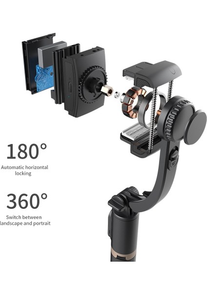 Q08 Siyah Q08 Bluetooth Selfie Çubuğu El Gimbal Sabitleyici Anti-Shake Selfie Çubuğu Genişletilebilir Mini Tripod Huawei Ios Android Için (Yurt Dışından)