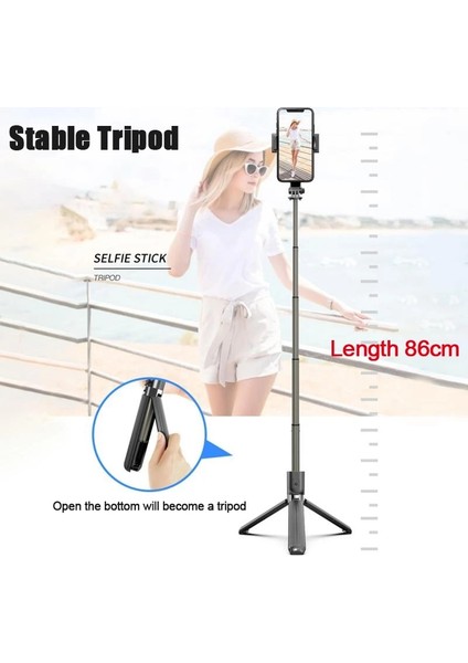 Siyah Gimbal Sabitleyici, Bluetooth Uyumlu Kablosuz Uzaktan Taşınabilir Telefon Tutucu Otomatik Denge ile 360° Dönebilen Selfie Çubuğu Tripod (Yurt Dışından)