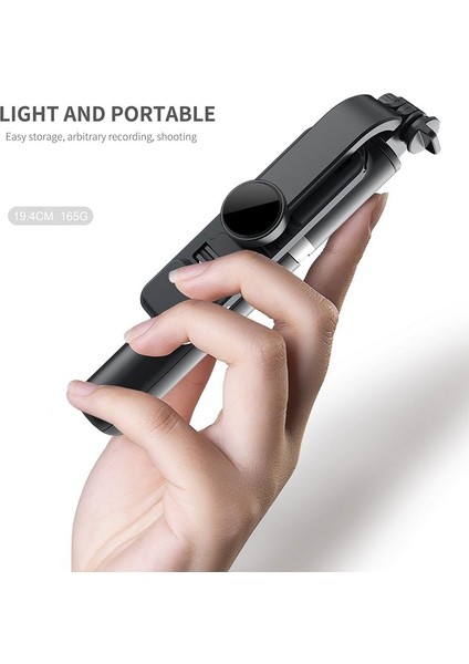 Q02S Siyah Katlanabilir Mini Kablosuz Bluetooth Selfie Çubuğu Tripod Dolgu Işığı Deklanşör Uzaktan Kumanda ile iphone 13 12 11 Pro Ios Android (Yurt Dışından)