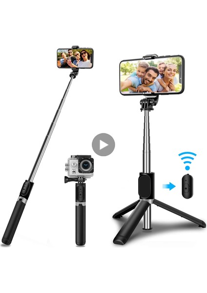 L07 Tripod Selfie Sopa Gimbal Sabitleyici Telefon Kamera Akıllı Telefon Mobil Cep Tutucu Standı LED Halka Işık Bluetooth Monopod (Yurt Dışından)