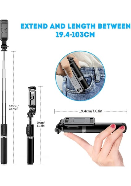 L07 Tripod Selfie Sopa Gimbal Sabitleyici Telefon Kamera Akıllı Telefon Mobil Cep Tutucu Standı LED Halka Işık Bluetooth Monopod (Yurt Dışından)