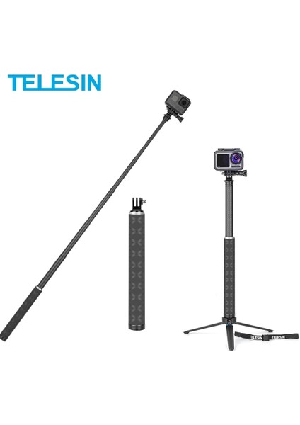 Selfie Çubuğu Telesın 0.9 M Karbon Fiber En Hafif Selfie Çubuğu Alüminyum Alaşımlı Tripod Gopro Hero 11 10 9 INSTA360 Djı Osmo Action2 3 Kamera (Yurt Dışından)