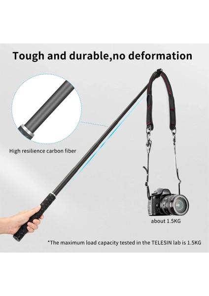 Selfie Çubuğu Telesın 0.9 M Karbon Fiber En Hafif Selfie Çubuğu Alüminyum Alaşımlı Tripod Gopro Hero 11 10 9 INSTA360 Djı Osmo Action2 3 Kamera (Yurt Dışından)