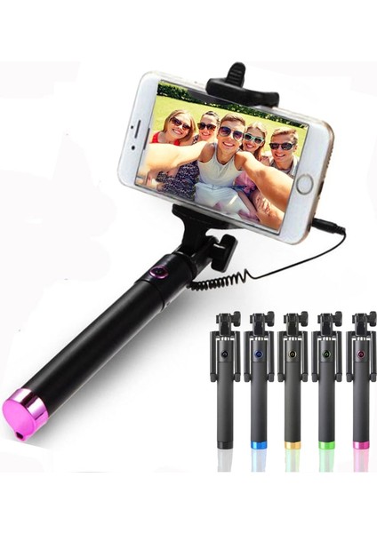 Sıcak Pembe 2019 Yeni Moda Evrensel Taşınabilir El Kendinden Kutuplu Tripod Monopod Sopa Akıllı Telefon Kablolu Selfie Sopa iPhone 6/6 S (Yurt Dışından)