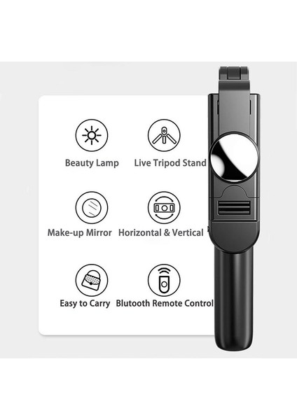Beyaz Selfie Çubuğu K10S Taşınabilir Monopod Tripod Blutooth Selfie Çubuğu Iso Android Telefon Için Uzaktan Kumanda (Yurt Dışından)