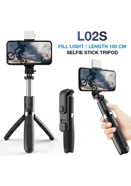 Siyah Bluetooth Kablosuz Selfie Çubuğu Tripod Katlanabilir Uzatılabilir Evrensel Monopod Akıllı Telefonlar Için Kamera Zamanlayıcı Dolgu Işığı ile (Yurt Dışından)