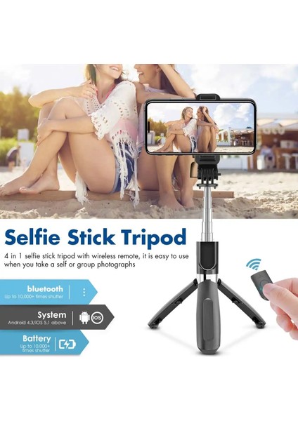 4ın1 Yenı Bluetooth Kablosuz Selfie Sopa Mini Işık Tripod Uzatılabilir Monopod Ios Android Telefon Kamera Için Uzaktan Deklanşör ile (Yurt Dışından)