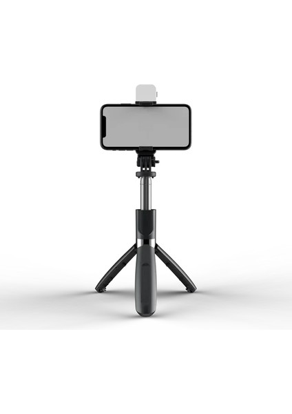 Siyah L02S Ruzsj Katlanabilir Tripod Monopod Özçekim Çubuğu Bluetooth Kablosuz Düğme Deklanşör ile Özçekim Çubuğu LED Ios/android/xiaomi Için (Yurt Dışından)