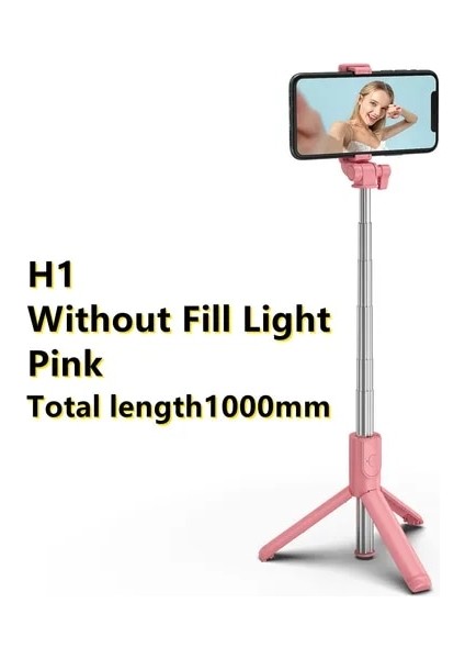 Pembe Işıksız Ultra Taşınabilir Tripod Telefon Bluetooth Selfie Çubuğu Uzaktan Kumanda ile Katlanabilir Geri Çekilebilir Huawei IPhone ve Android Için (Yurt Dışından)