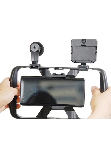 Çift Işıklar 4 In 1 Selfie Çubuğu Tripod Çok Fonksiyonlu Tavşan Kafesi Fotoğraf Dolgu Işığı Mikrofon Telefon Tutucu El Fotoğraf Kiti (Yurt Dışından) indirimleri
