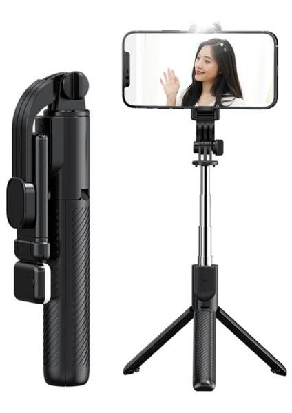 Işık ile Katlanabilir Mini Tripod Kablosuz Bluetooth Uyumlu Selfie Çubuğu ile Ios Android Için Dolgu Işığı Deklanşör Uzaktan Kumanda (Yurt Dışından)