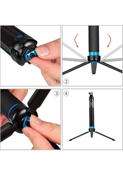 Siyah INSTA360 Bir Rs/r Alüminyum Alaşımlı Uzatılabilir Selfie Sopa Tripod Halkalı Telefon Kılıfı Klip Gopro Hero 10 9 8 Eylem Kamera Aksesuarları (Yurt Dışından)