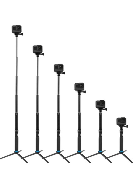 Siyah INSTA360 Bir Rs/r Alüminyum Alaşımlı Uzatılabilir Selfie Sopa Tripod Halkalı Telefon Kılıfı Klip Gopro Hero 10 9 8 Eylem Kamera Aksesuarları (Yurt Dışından)