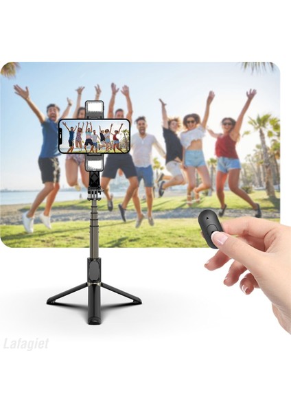 Q08 Bluetooths Kablosuz Selfie Çubuğu Katlanabilir Streç Akıllı Telefon Tripod Monopod El Gimbal Sabitleyici Dağı Telefon Tutucu Gopro (Yurt Dışından)