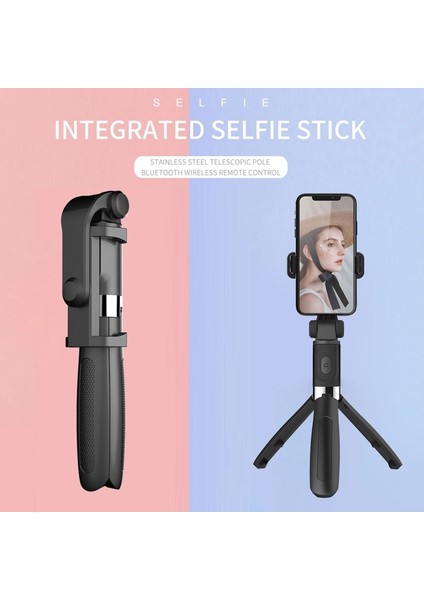 Siyah 2021 Yeni L01 Mini Kablosuz Çok Fonksiyonlu Evrensel Bluetooth Selfie Çubuğu Tripod Monopod Iphone-Android-Canlı Yayın Için (Yurt Dışından)