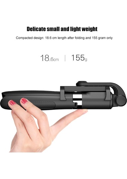 Siyah 2021 Yeni L01 Mini Kablosuz Çok Fonksiyonlu Evrensel Bluetooth Selfie Çubuğu Tripod Monopod Iphone-Android-Canlı Yayın Için (Yurt Dışından)