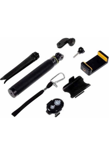 Siyah Mini Uzatılabilir El Monopod Tripodlu Bluetooth Selfie Sopa Gopro3 3+ 4 SJ3000/4000 Xiaoyi Telefonlar Iphone 5 6 7 (Yurt Dışından)