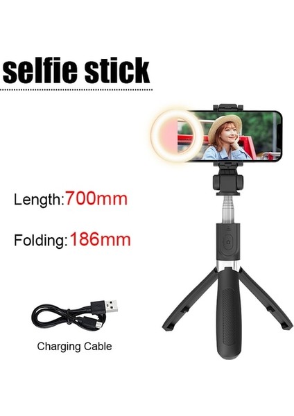Pembe Işıklı Cool Dıer 2022 Yeni Ayarlanabilir Kablosuz Bluetooth Selfie Çubuğu Katlanabilir Tripod + Uzaktan Deklanşör + Dolgu Işığı Selfie Stck (Yurt Dışından)
