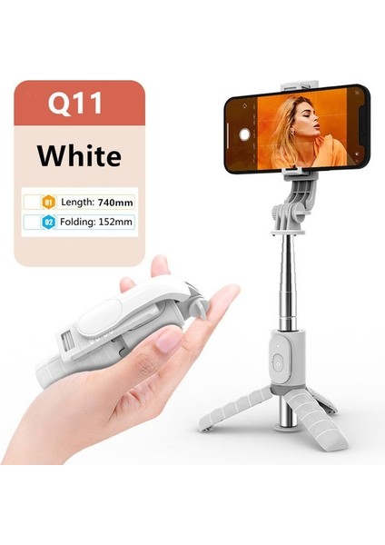 Q11 Beyaz Cep Telefonu Selfie Sopa Için Taşınabilir Tripod Teleskopik Bluetooth Sopa ile Huawei Onur iPhone Android Xiaomi (Yurt Dışından)