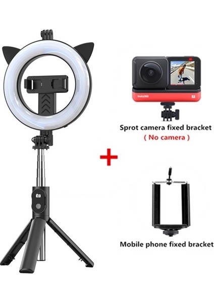 Kedi Kulak Halkası Işık 4 In 1 Selfie Sopa Tripod Standı Kablosuz Bluetooth Uzaktan El LED Halka Işık Akıllı Telefon IPhone Huawei Xiaomi Için (Yurt Dışından)