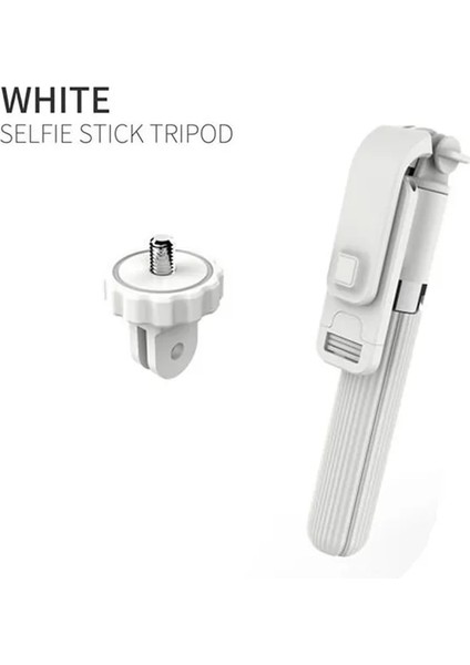 Beyaz L03AKSESUARLAR Kaıqısj Kablosuz Bluetooth Selfie Çubuğu Katlanabilir Mini Tripod Uzaktan Deklanşör Kontrollü iPhone 11 Pro Android Için Huawei Xiaomi (Yurt Dışından)