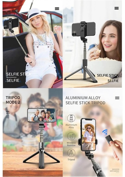 Beyaz L03AKSESUARLAR Kaıqısj Kablosuz Bluetooth Selfie Çubuğu Katlanabilir Mini Tripod Uzaktan Deklanşör Kontrollü iPhone 11 Pro Android Için Huawei Xiaomi (Yurt Dışından) fiyatları