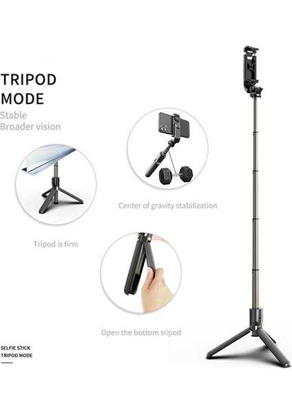 Beyaz L03AKSESUARLAR Kaıqısj Kablosuz Bluetooth Selfie Çubuğu Katlanabilir Mini Tripod Uzaktan Deklanşör Kontrollü iPhone 11 Pro Android Için Huawei Xiaomi (Yurt Dışından) modelleri