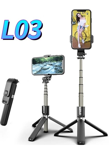 Beyaz L03AKSESUARLAR Kaıqısj Kablosuz Bluetooth Selfie Çubuğu Katlanabilir Mini Tripod Uzaktan Deklanşör Kontrollü iPhone 11 Pro Android Için Huawei Xiaomi (Yurt Dışından) fırsatları