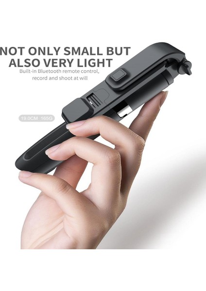 Siyah L02S Ruzsj Katlanabilir Tripod Monopod Özçekim Çubuğu Bluetooth Kablosuz Düğme Deklanşör ile Özçekim Çubuğu LED Ios/android/xiaomi Için (Yurt Dışından)
