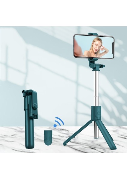 Yeşil Kablosuz Bluetooth Uyumlu Selfie Çubuğu Katlanabilir Mini Tripod Deklanşör Ios Android Için Uzaktan Kumanda (Yurt Dışından) modelleri